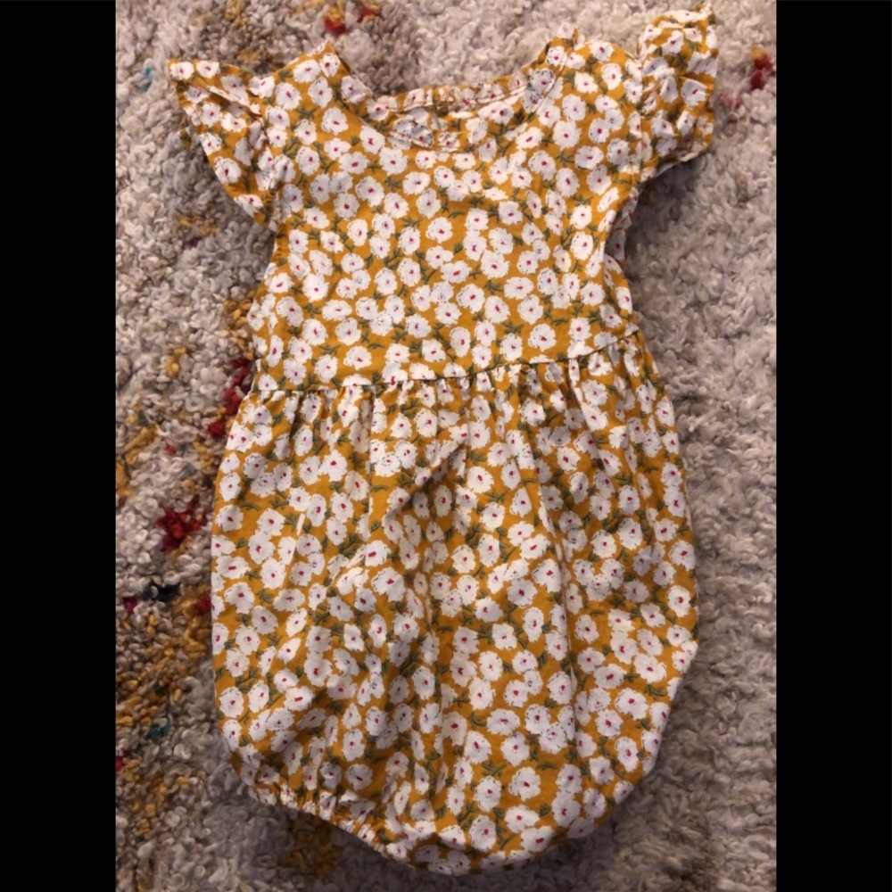 Yellow floral one piece girl romper